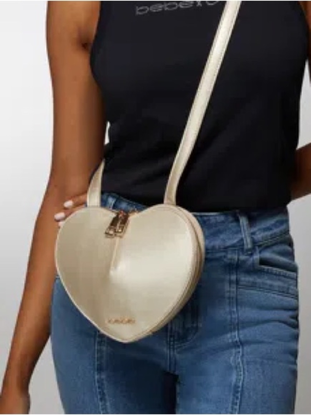 bebe Malou Metallic Gold Heart Crossbody Mini Bag Brand New with Tags